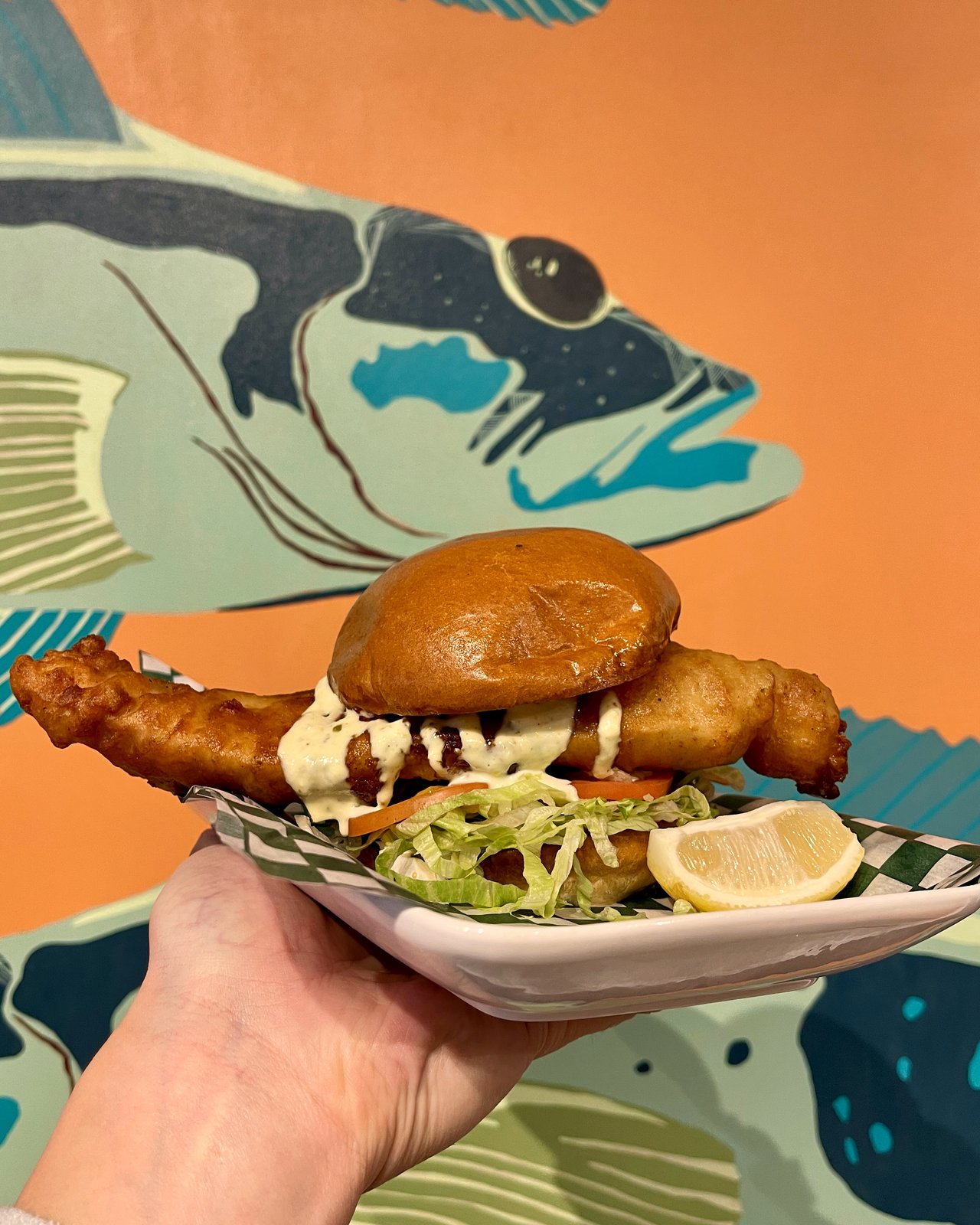 The Holy Ship — signature beer-battered local rockfish burger with house tartar sauce, OV Burger Bar Prince Rupert